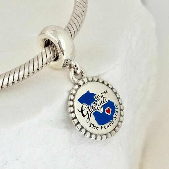Pandora Georgia The Peach State Dangle S925 Silver Charm - Picture 1 of 4